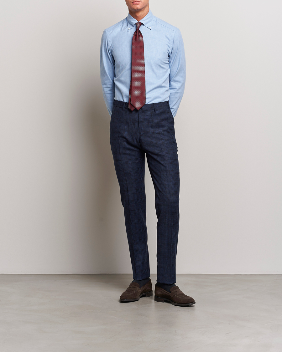 Uomini | Pantaloni | PT01 | Slim Fit Prince Of Wales Wool Trousers Navy