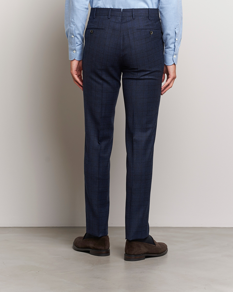 Uomini | Pantaloni | PT01 | Slim Fit Prince Of Wales Wool Trousers Navy