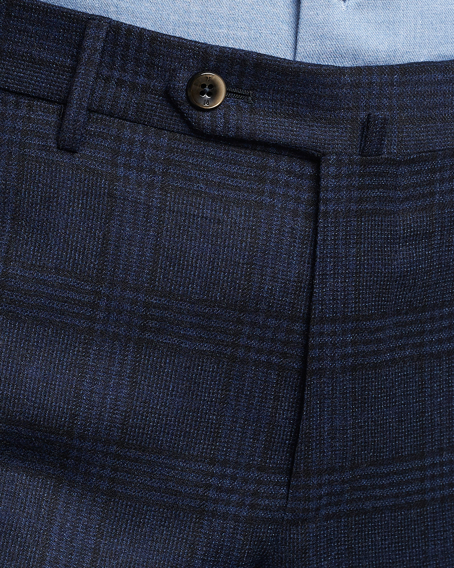 Uomini | Pantaloni | PT01 | Slim Fit Prince Of Wales Wool Trousers Navy