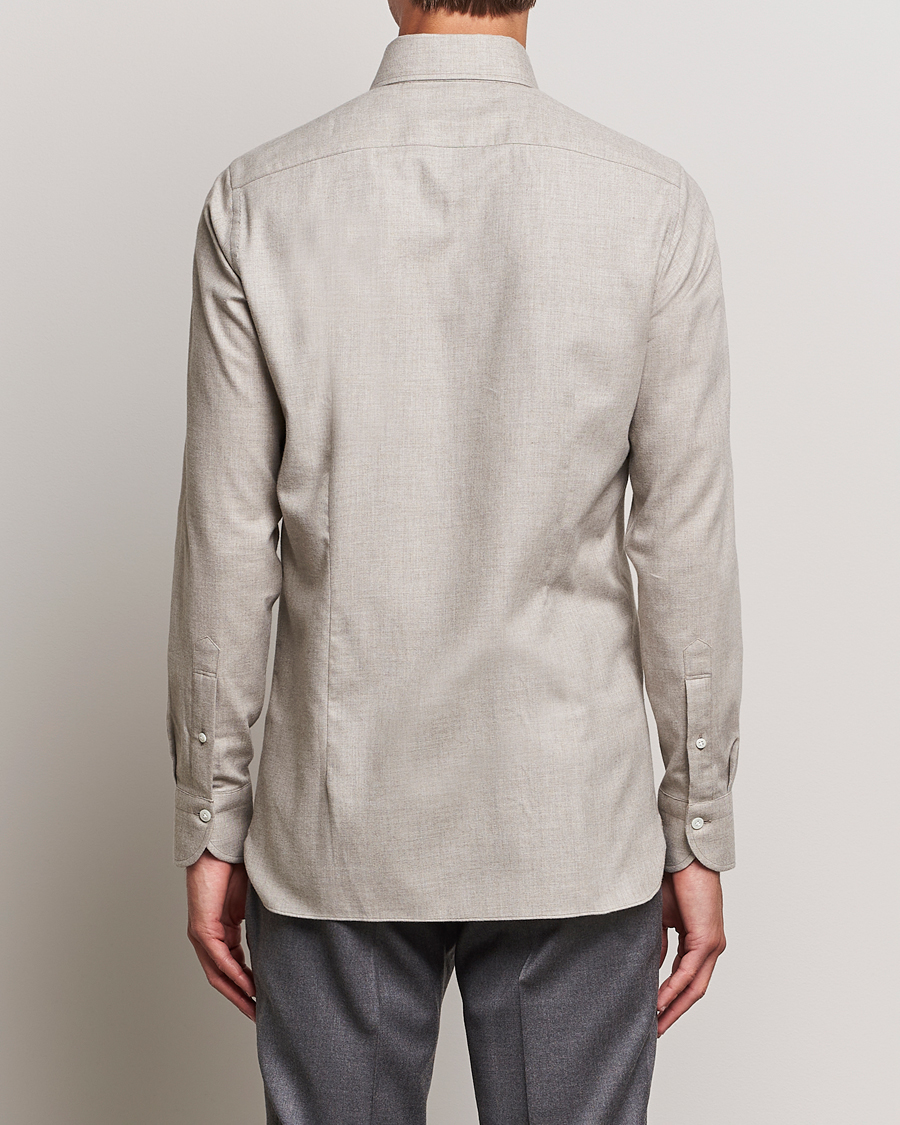 Uomini | Camicie | 100Hands | Cotton/Cashmere Button Down Flannel Shirt Taupe