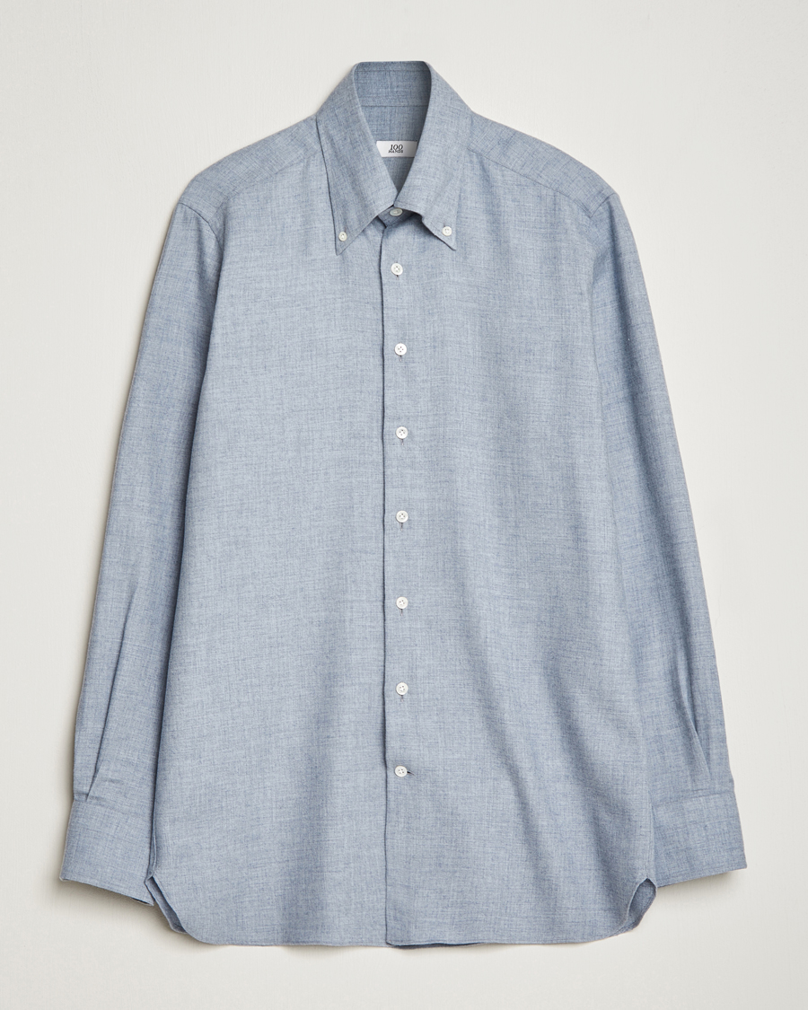 Uomini | Camicie | 100Hands | Cotton Button Down Flannel Shirt Grey