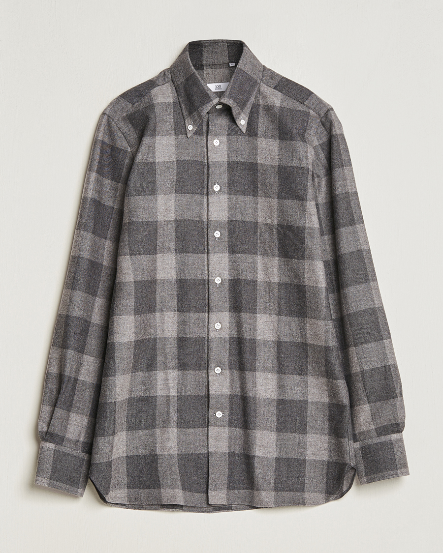 Uomini | Camicie | 100Hands | Large Checked Flannel Shirt Grey