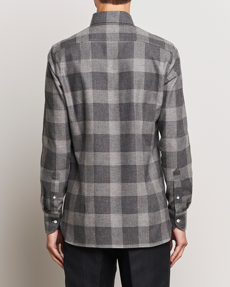 Uomini | Camicie | 100Hands | Large Checked Flannel Shirt Grey