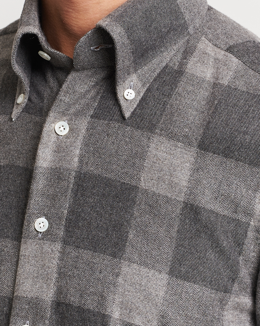 Uomini | Camicie | 100Hands | Large Checked Flannel Shirt Grey