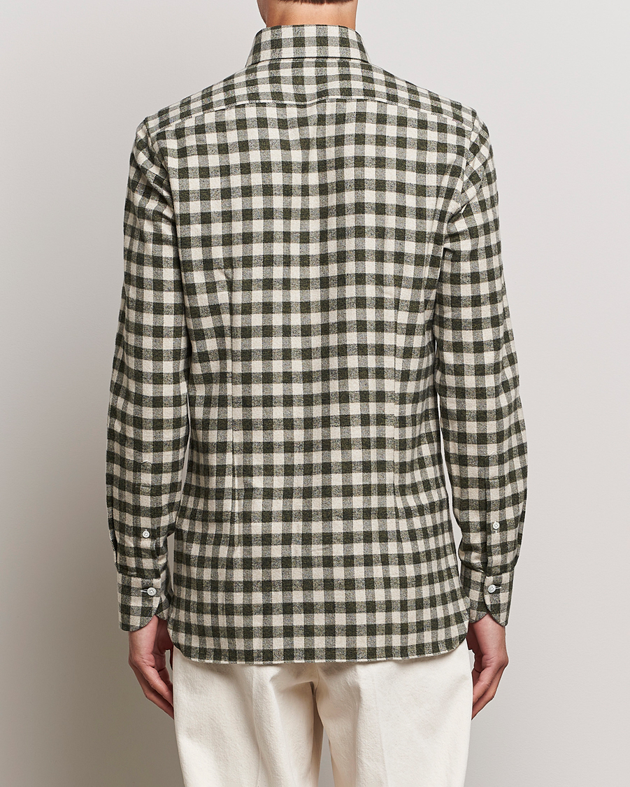 Uomini | Camicie | 100Hands | Checked Cotton Flannel Shirt Green Grey