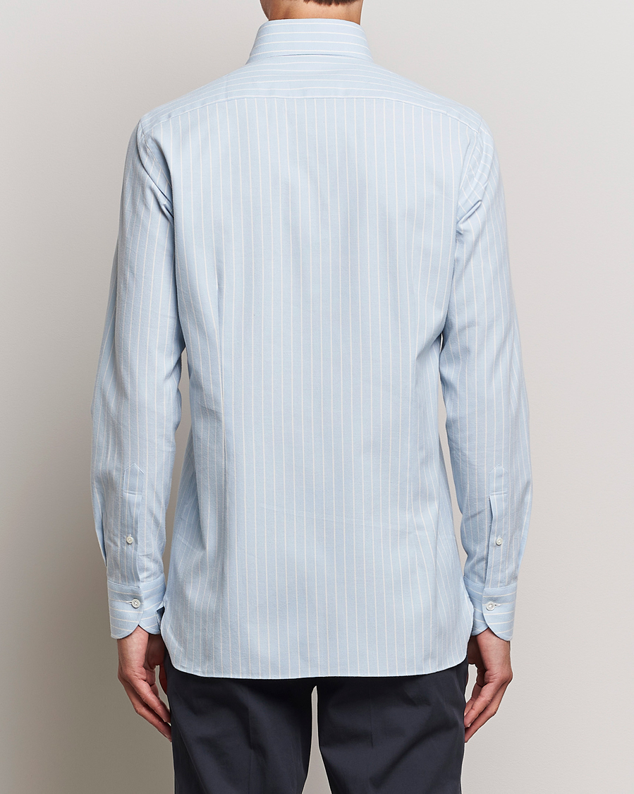 Uomini | Camicie | 100Hands | Striped Cotton Flannel Shirt Light Blue