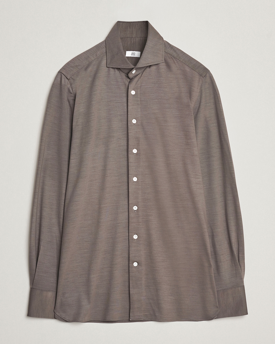 Uomini | Camicie | 100Hands | Wool Cut Away Shirt Green Grey