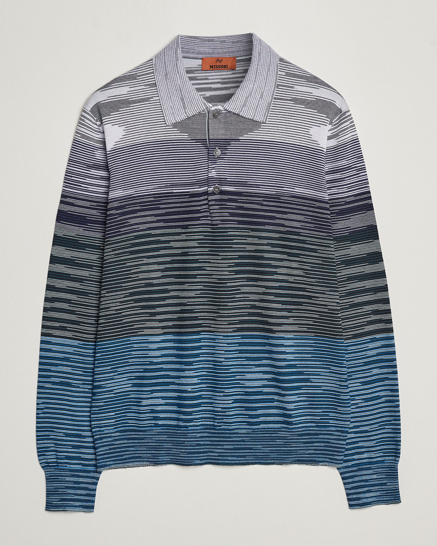 Uomini | Maglieria | Missoni | Space Dyed Long Sleeve Polo Blue/Black