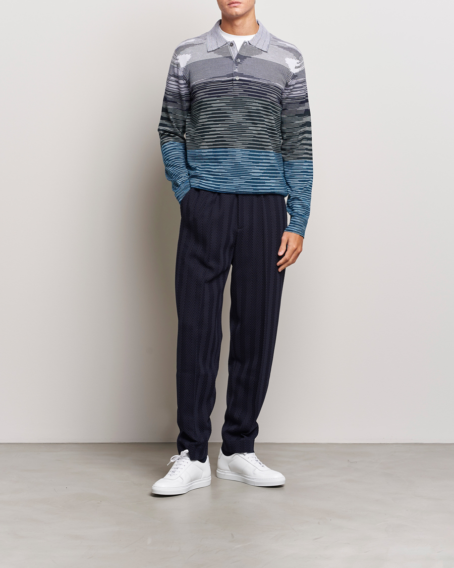 Uomini | Maglieria | Missoni | Space Dyed Long Sleeve Polo Blue/Black