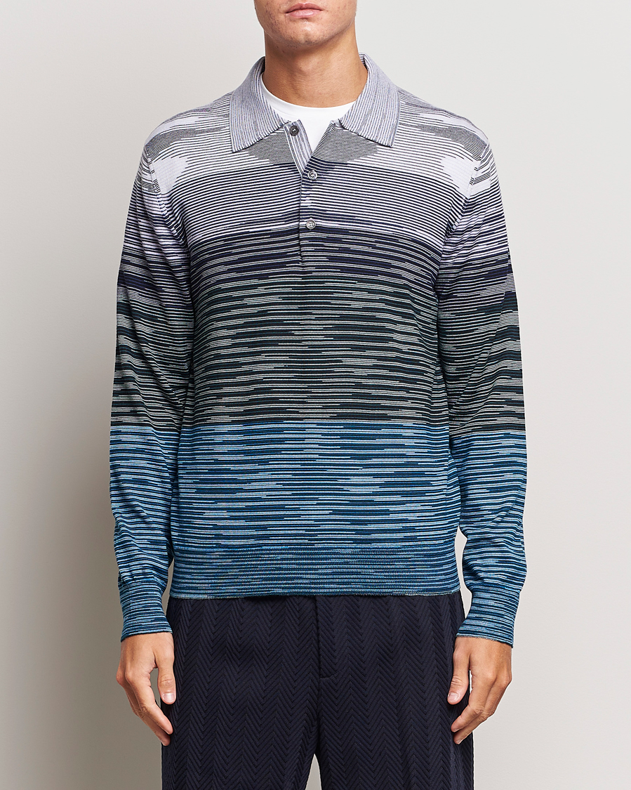 Uomini | Maglieria | Missoni | Space Dyed Long Sleeve Polo Blue/Black