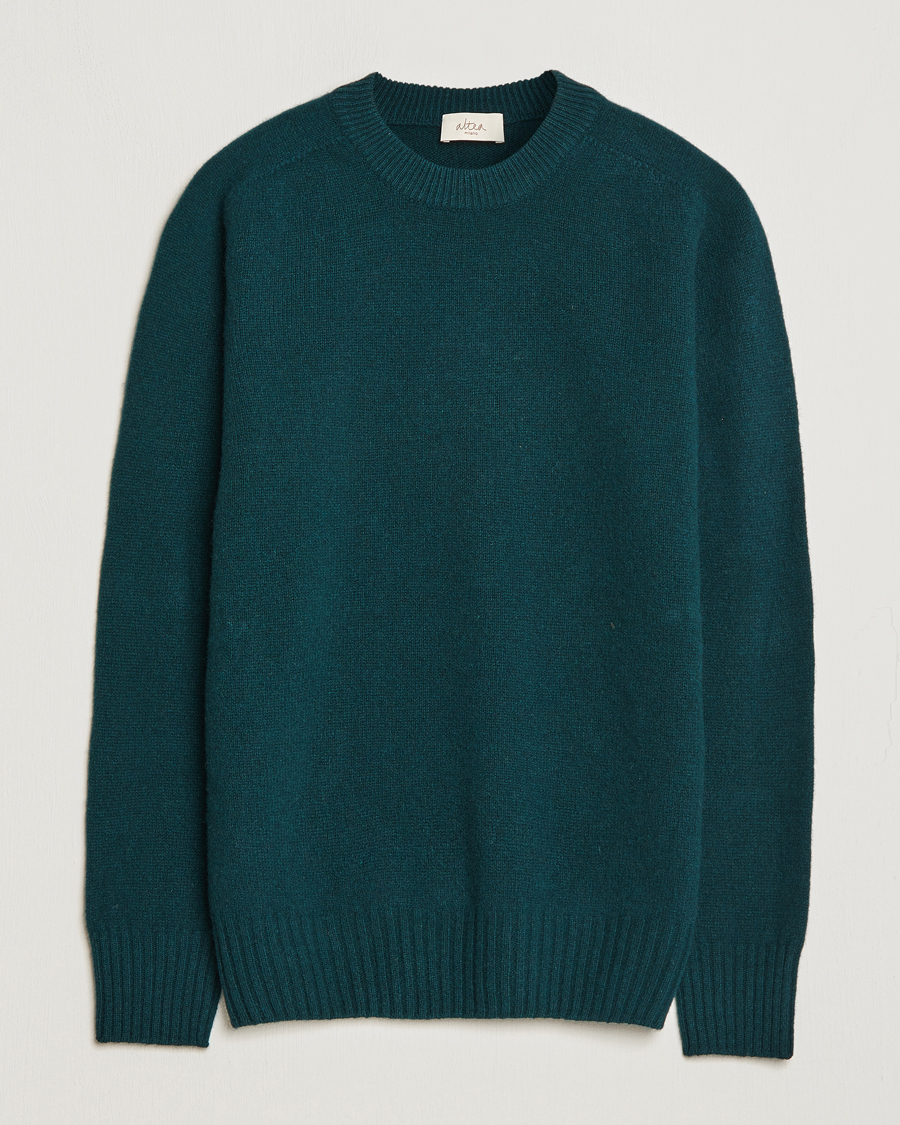 Uomini | Maglieria | Altea | Wool/Cashmere Crew Neck Pullover Dark Green
