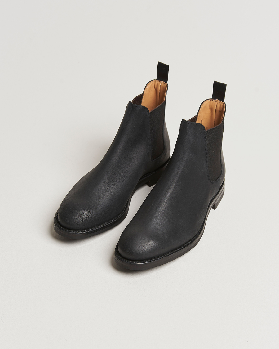 Uomini | Stivali | Crockett & Jones | Chelsea 5 Black Rough-Out Suede