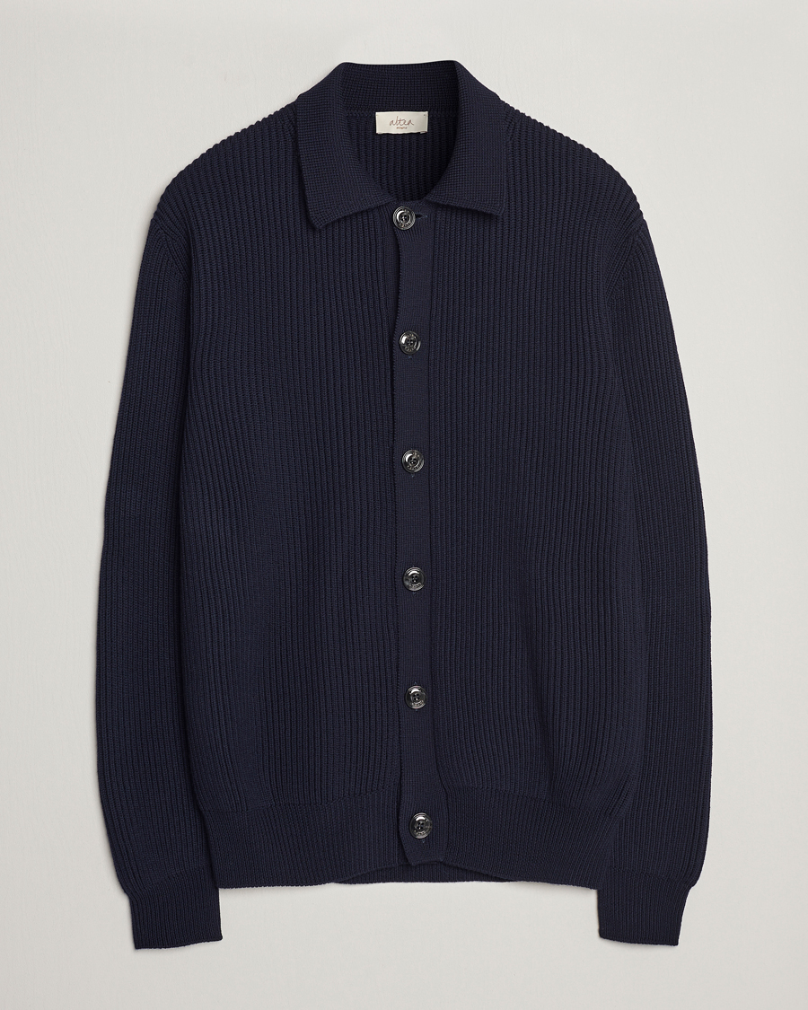 Uomini | Maglieria | Altea | Rib Wool Cardigan Navy