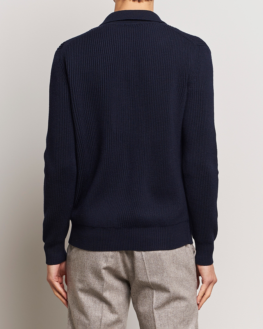 Uomini | Maglieria | Altea | Rib Wool Cardigan Navy