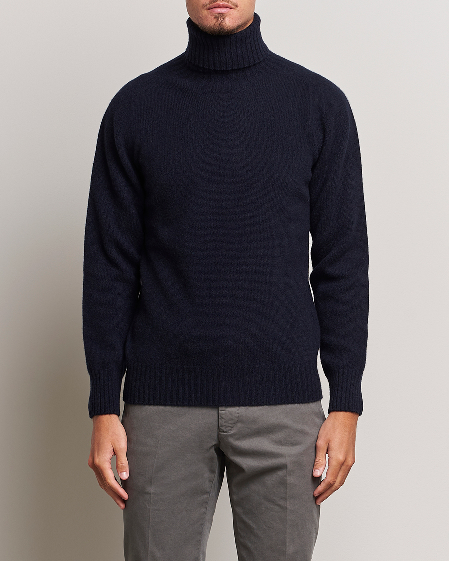 Uomini | Maglieria | Altea | Wool/Cashmere Crew Neck Rollneck Navy