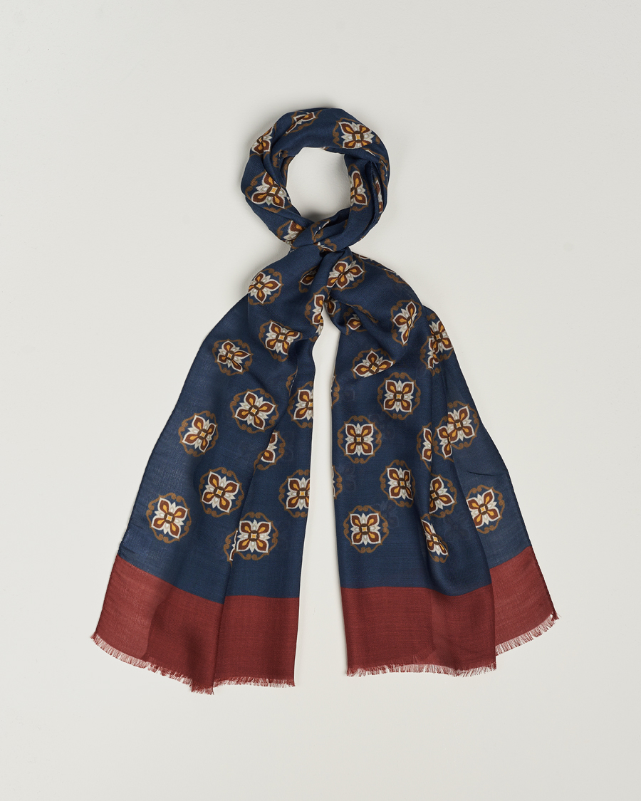 Uomini | Altea Printed Medallion Wool Scarf Navy | Altea | Printed Medallion Wool Scarf Navy