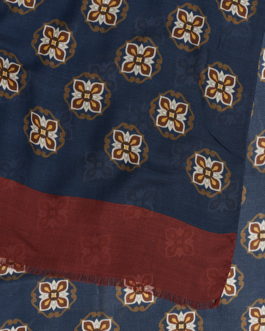 Uomini | Altea Printed Medallion Wool Scarf Navy | Altea | Printed Medallion Wool Scarf Navy