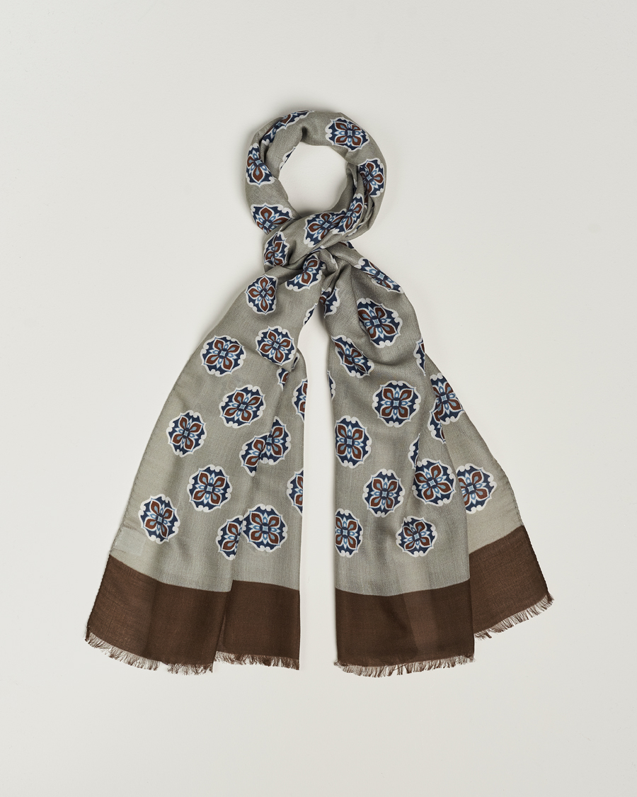 Uomini | Altea Printed Medallion Wool Scarf Light Grey | Altea | Printed Medallion Wool Scarf Light Grey
