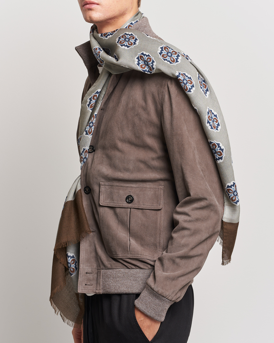 Uomini | Altea Printed Medallion Wool Scarf Light Grey | Altea | Printed Medallion Wool Scarf Light Grey
