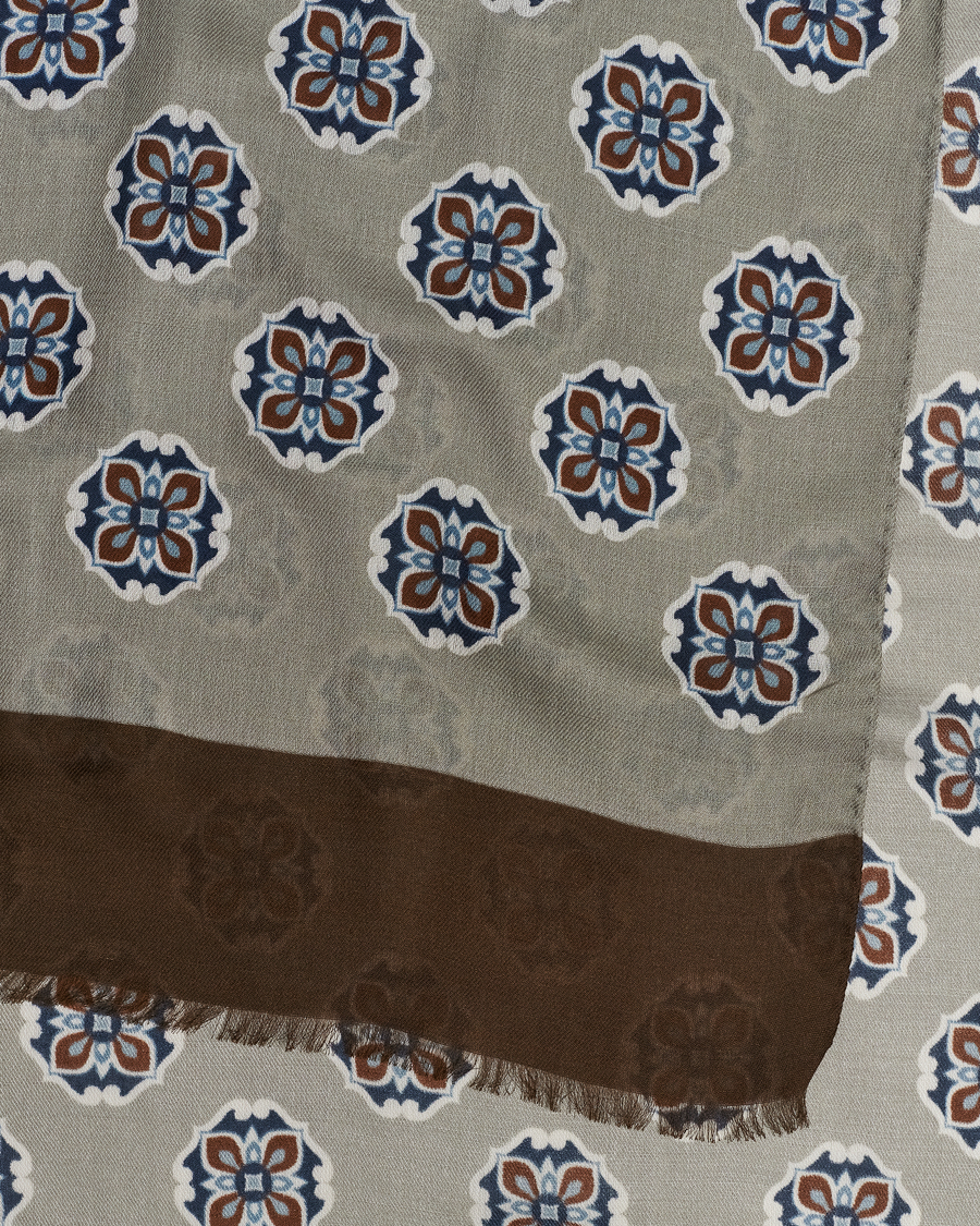 Uomini | Altea Printed Medallion Wool Scarf Light Grey | Altea | Printed Medallion Wool Scarf Light Grey