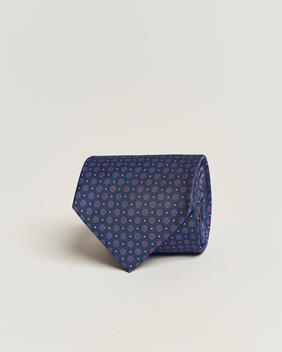 Uomini | Altea Printed Silk Tie Navy/Red | Altea | Printed Silk Tie Navy/Red