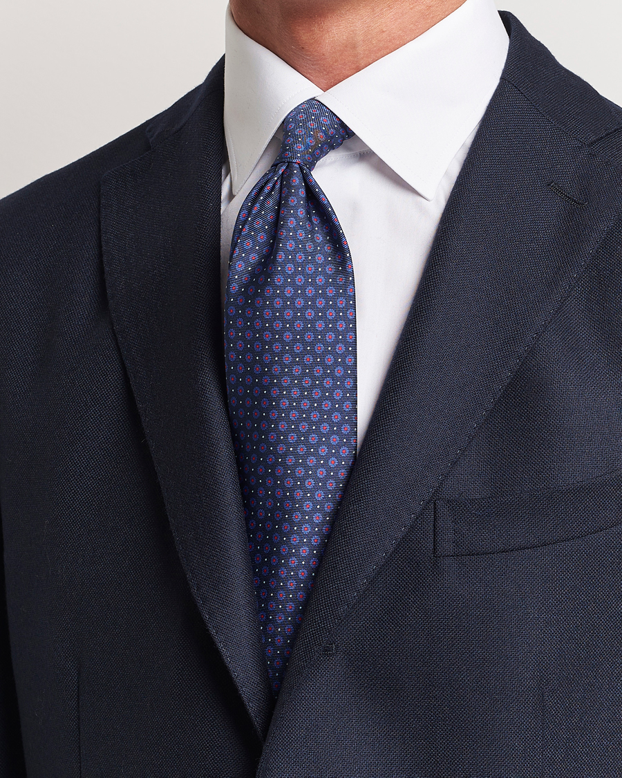 Uomini | Altea Printed Silk Tie Navy/Red | Altea | Printed Silk Tie Navy/Red