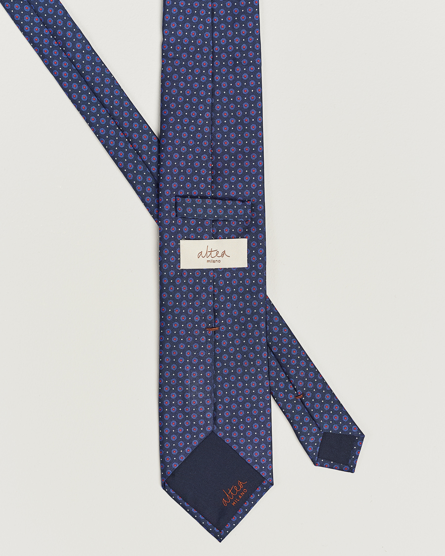 Uomini | Altea Printed Silk Tie Navy/Red | Altea | Printed Silk Tie Navy/Red