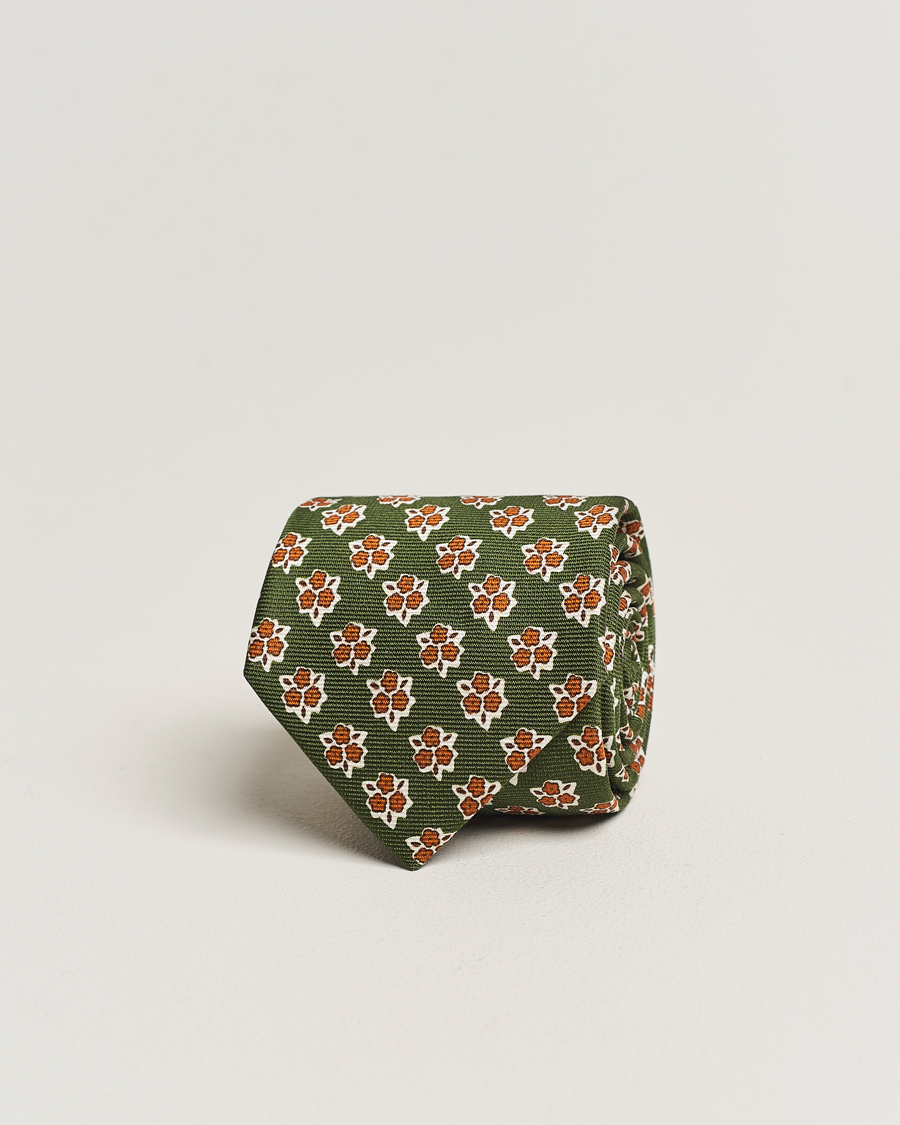 Uomini | Altea Printed Silk Tie Green | Altea | Printed Silk Tie Green