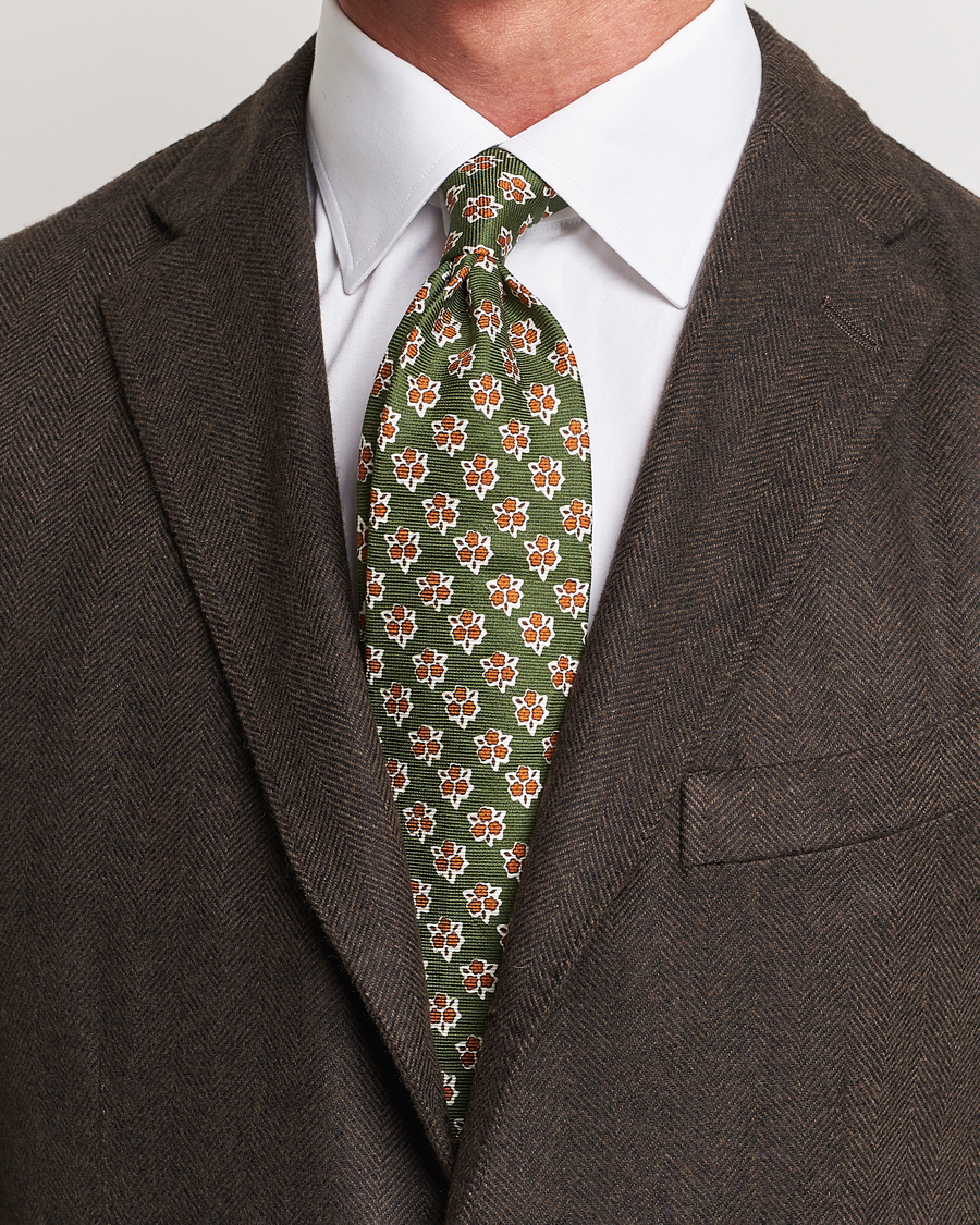 Uomini | Altea Printed Silk Tie Green | Altea | Printed Silk Tie Green