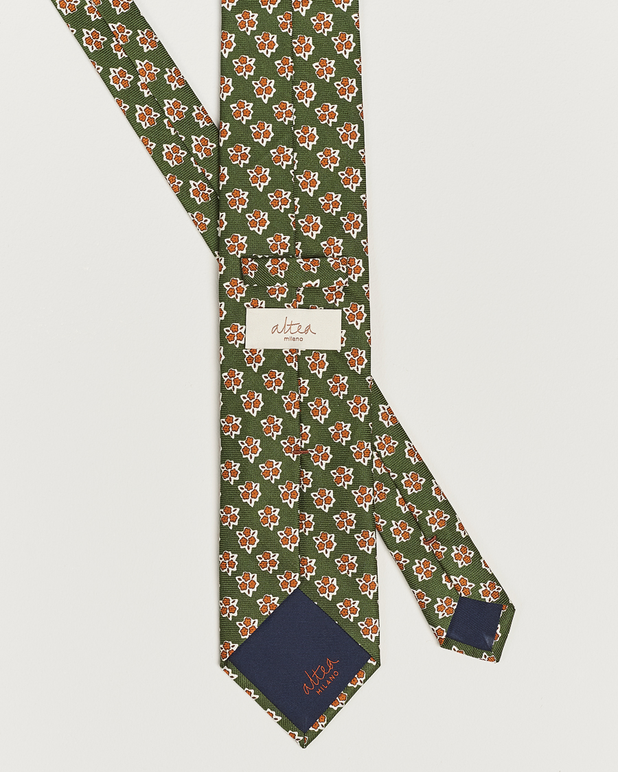 Uomini | Altea Printed Silk Tie Green | Altea | Printed Silk Tie Green