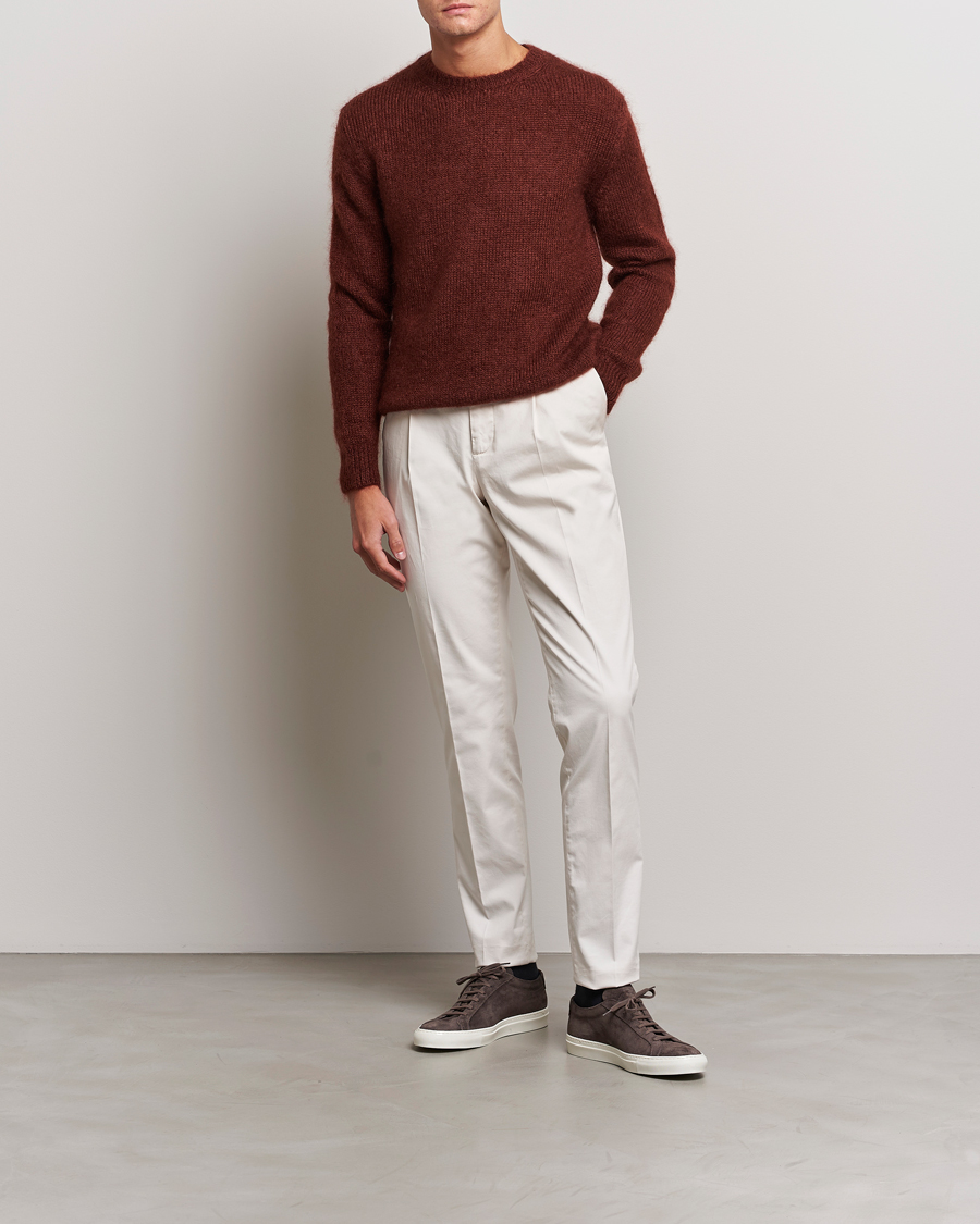 Uomini | Maglieria | Massimo Alba | Alder Mohair/Silk Crew Neck Burnt Orange