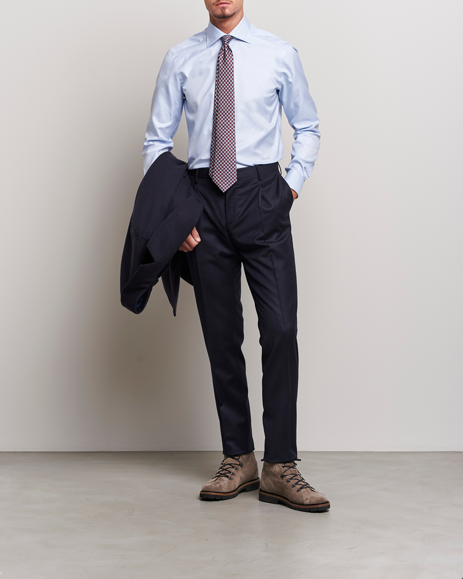 Uomini | Camicie | Kiton | Slim Fit Royal Oxford Shirt Light Blue