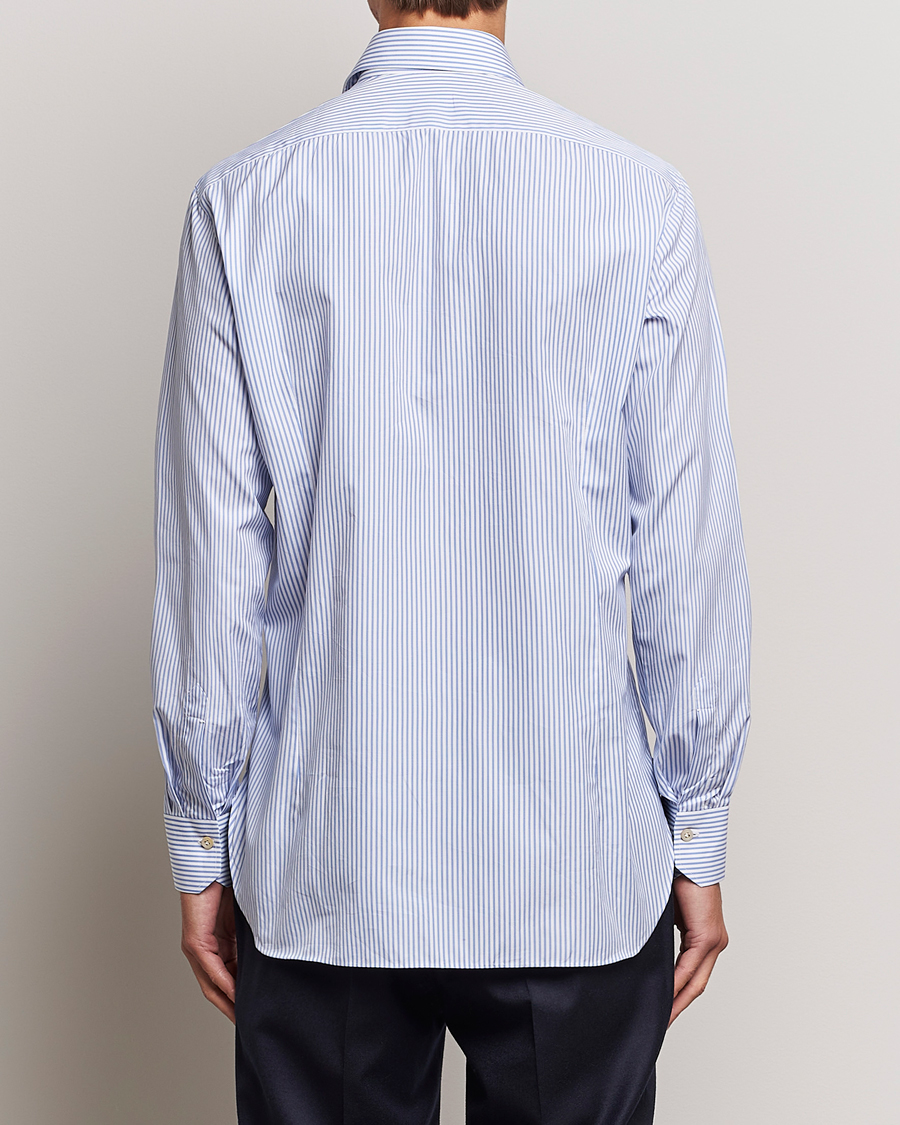 Uomini | Camicie | Kiton | Slim Fit Striped Poplin Shirt Light Blue