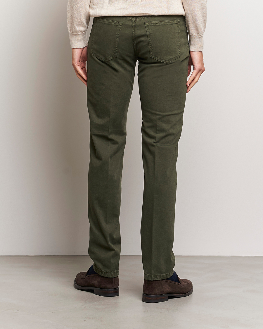 Uomini | Pantaloni | Kiton | Slim Fit Cashmere/Cotton 5-Pocket Pants Dark Green