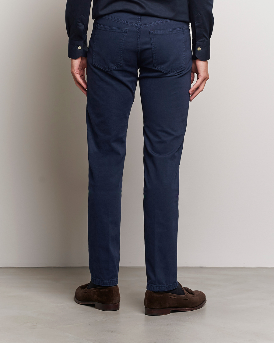 Uomini | Pantaloni | Kiton | Slim Fit Cashmere/Cotton 5-Pocket Pants Navy