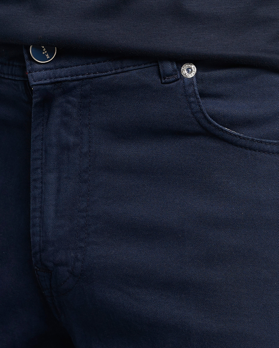 Uomini | Pantaloni | Kiton | Slim Fit Cashmere/Cotton 5-Pocket Pants Navy