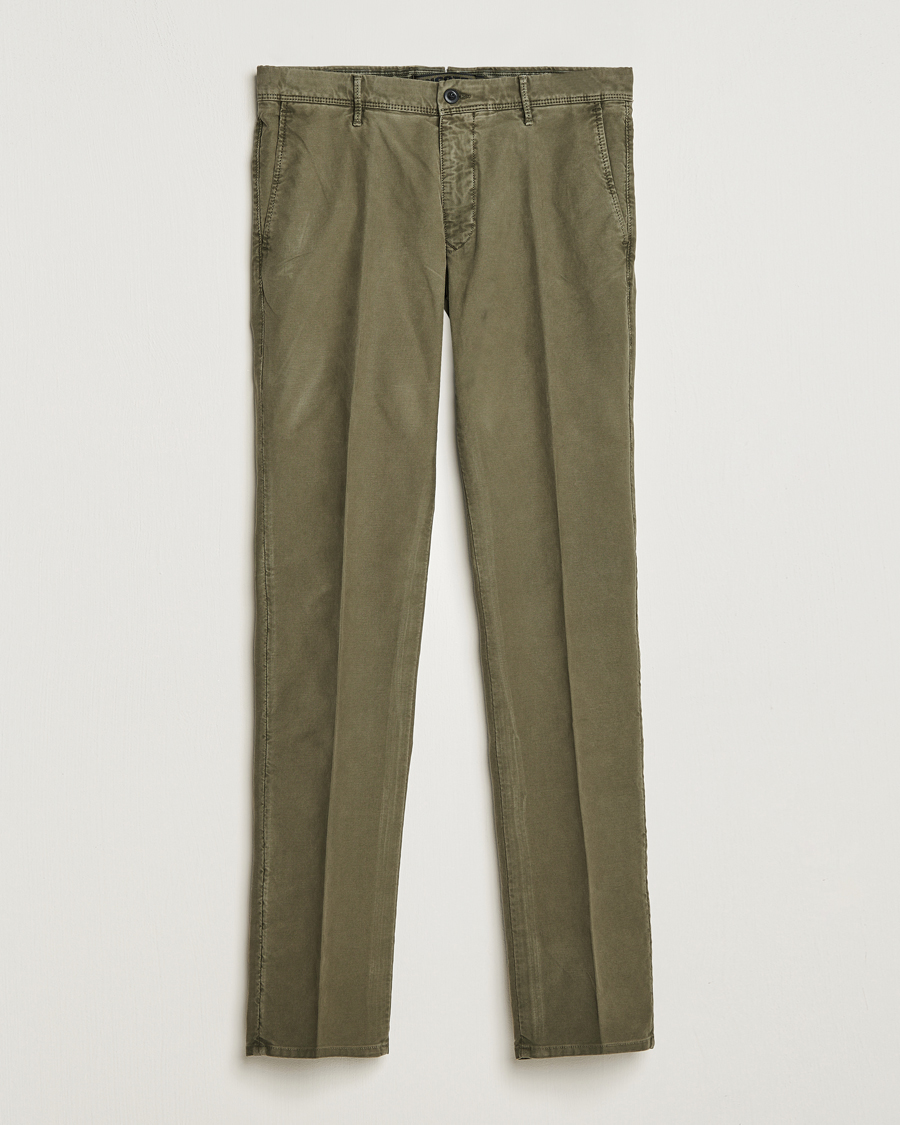 Uomini | Pantaloni | Incotex | Slim Fit Garment Dyed Slacks Military