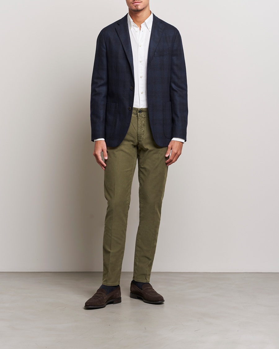 Uomini | Pantaloni | Incotex | Slim Fit Garment Dyed Slacks Military