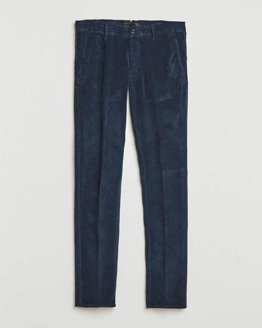 Uomini | Pantaloni | Incotex | Slim Fit Leisure Cord Slacks Navy