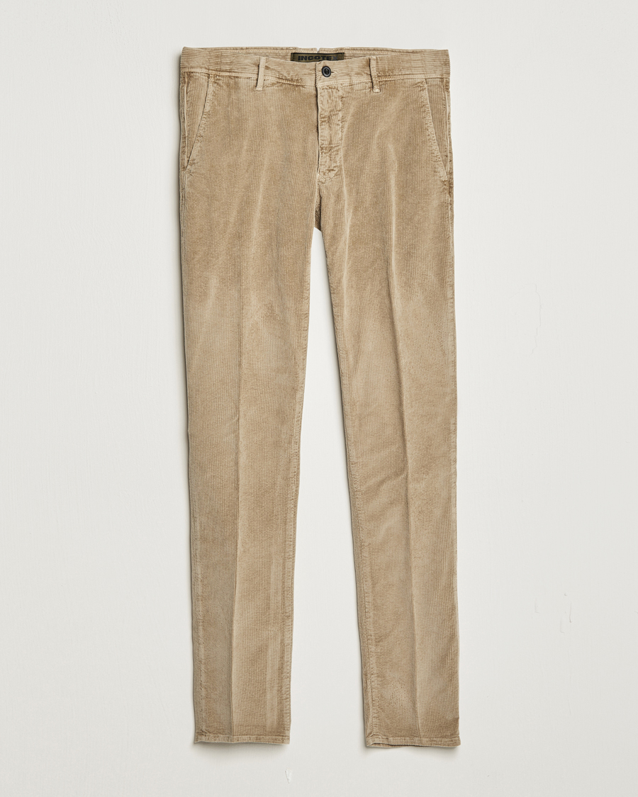Uomini | Pantaloni | Incotex | Slim Fit Leisure Cord Slacks Beige