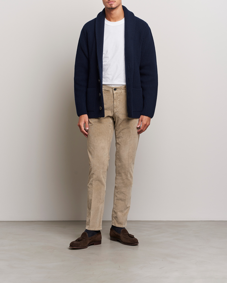 Uomini | Pantaloni | Incotex | Slim Fit Leisure Cord Slacks Beige