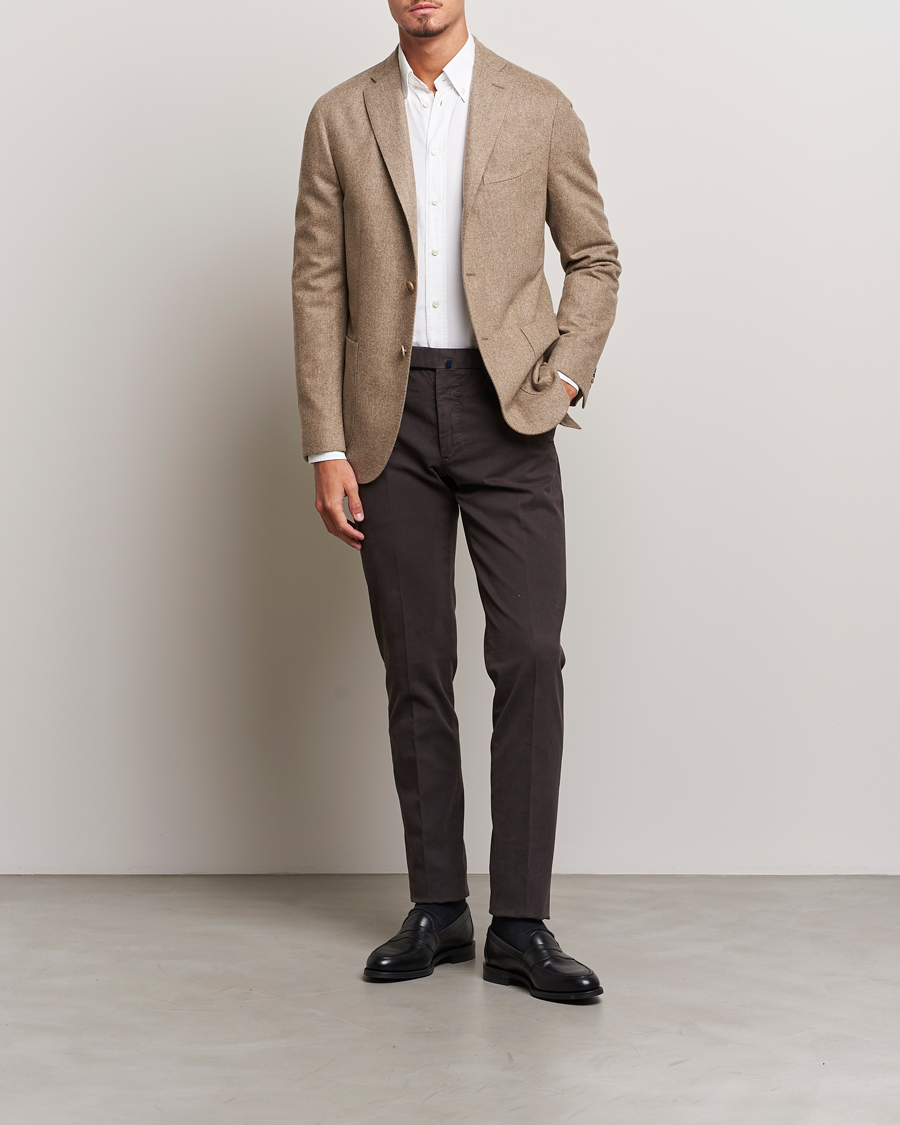 Uomini | Pantaloni | Incotex | Slim Fit Cotton Stretch Chinos Dark Brown