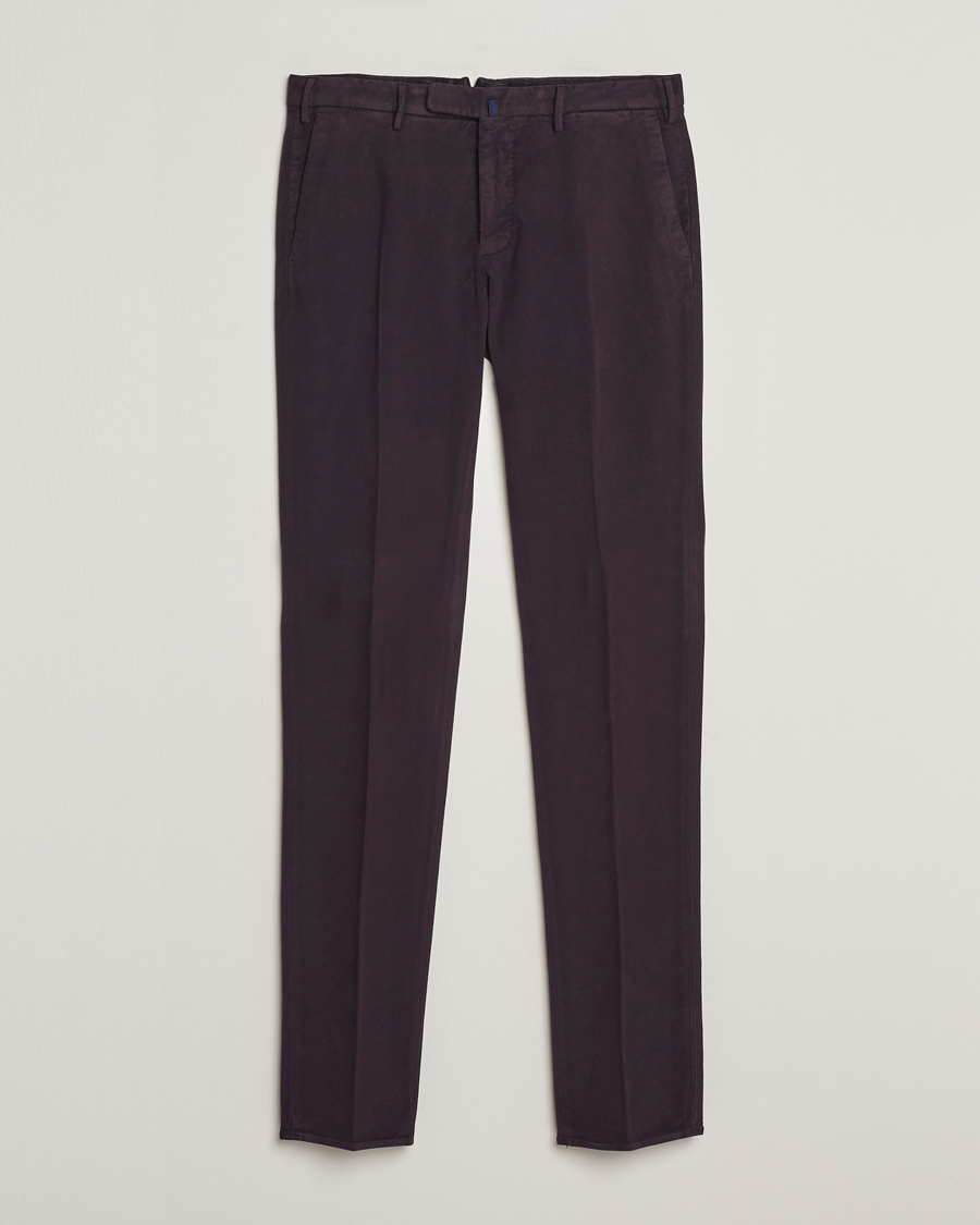 Uomini | Pantaloni | Incotex | Slim Fit Luxury Moleskine Trousers Burgundy