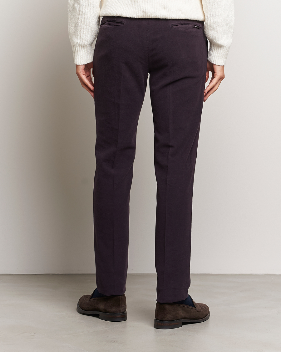 Uomini | Pantaloni | Incotex | Slim Fit Luxury Moleskine Trousers Burgundy