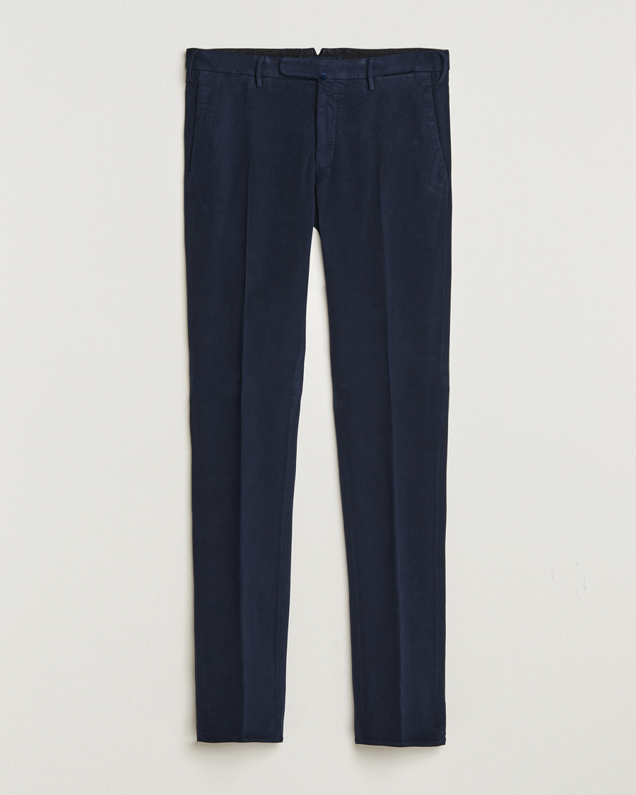 Uomini | Pantaloni | Incotex | Slim Fit Luxury Moleskine Trousers Navy