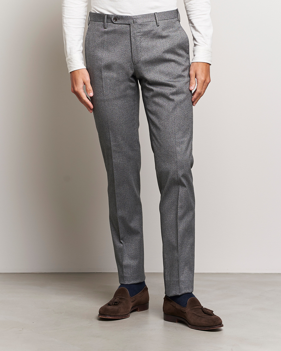 Uomini | Pantaloni | Incotex | Slim Fit Cotton Trousers Grey Melange