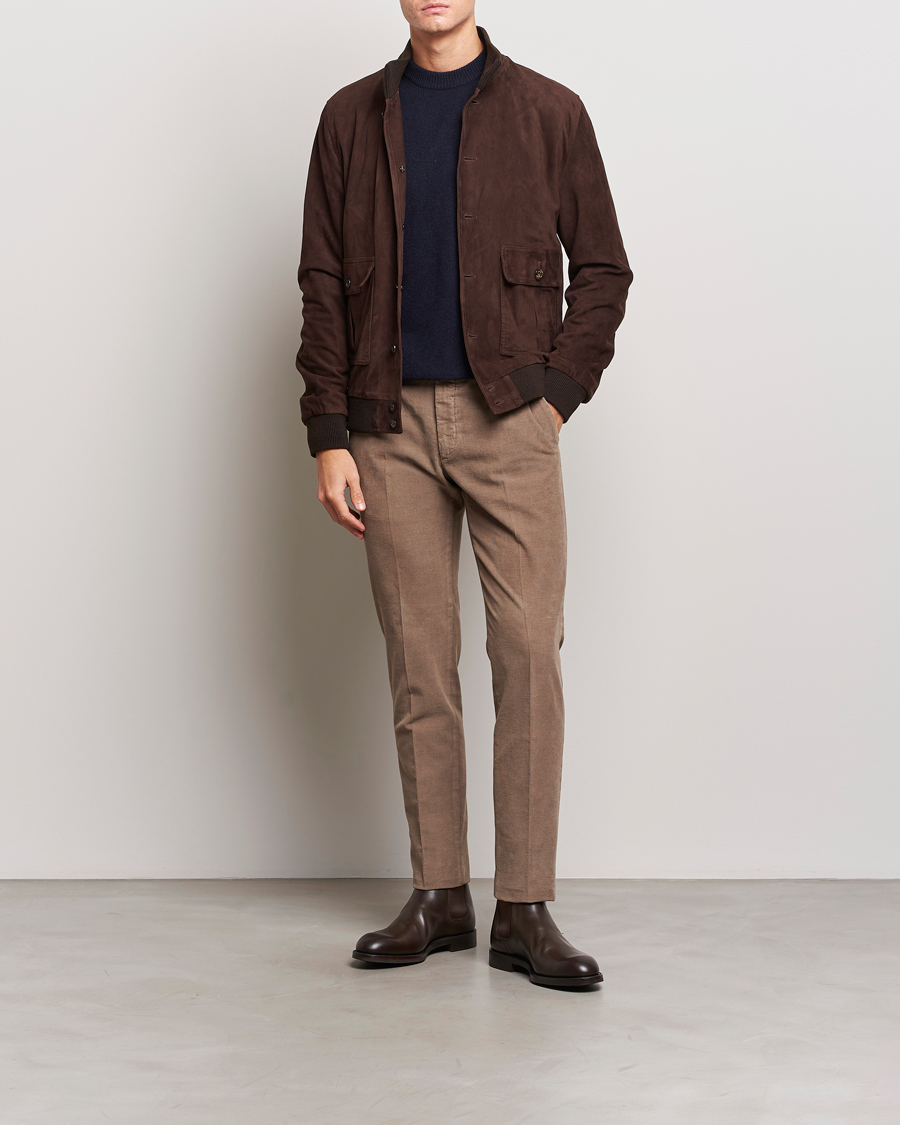 Uomini | Pantaloni | Incotex | Slim Fit Soft Corduroy Trousers Taupe