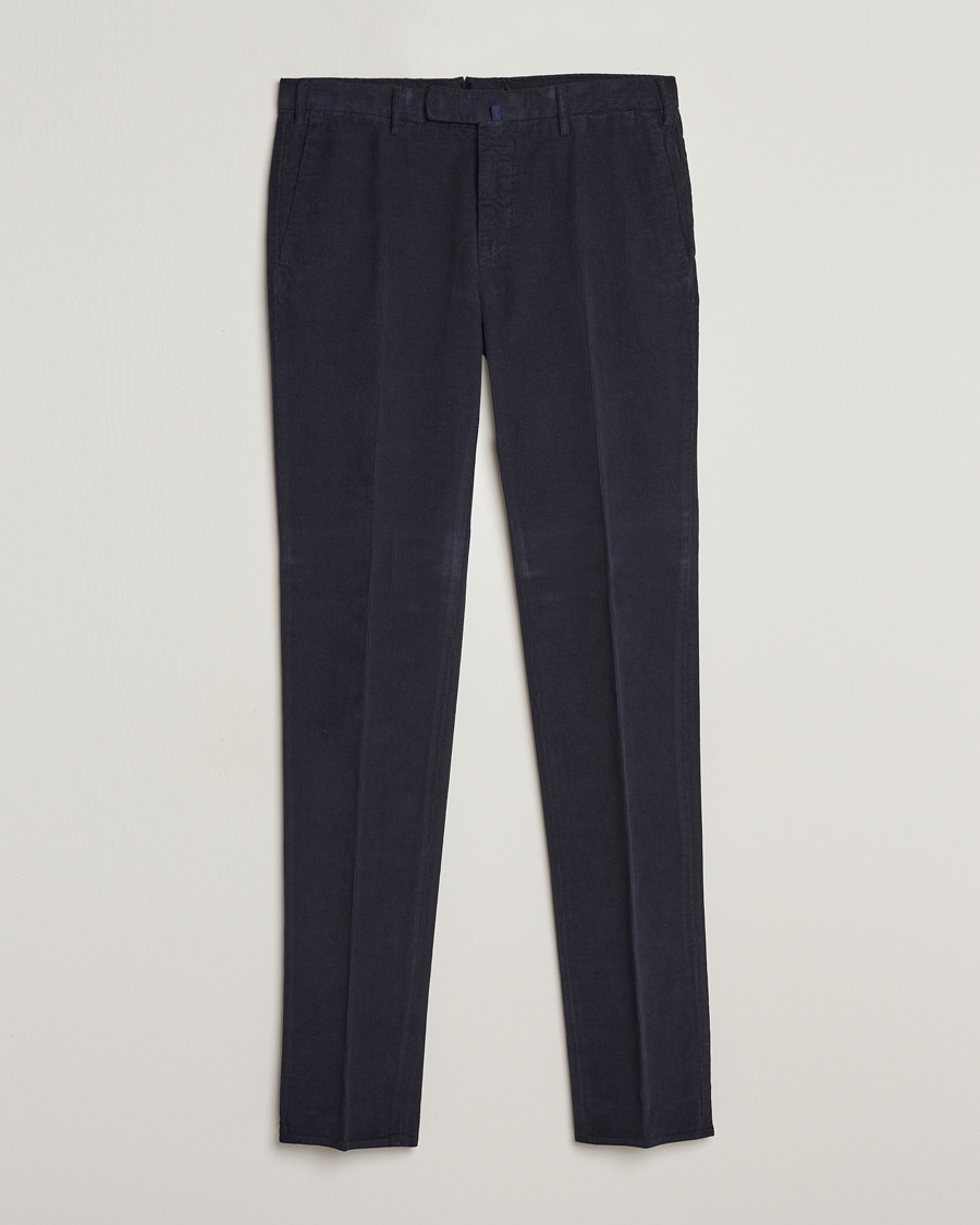 Uomini | Pantaloni | Incotex | Slim Fit Soft Corduroy Trousers Navy