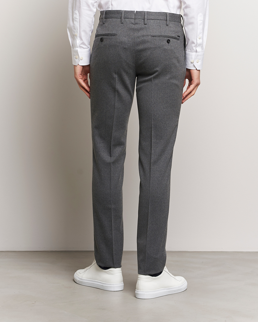 Uomini | Pantaloni | Incotex | Slim Fit Washable Flannel Trousers Grey Melange