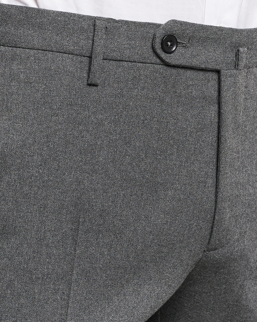 Uomini | Pantaloni | Incotex | Slim Fit Washable Flannel Trousers Grey Melange